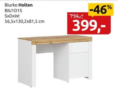 Biurko Holten BIU1D1S SxDxW: 56,5x130,2x81,5 cm promocja w Black Red White