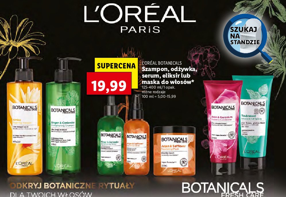 Szampon do włosów osłabionych i delikatnych kuracja wzmacniająca L'oreal botanicals fresh care promocja