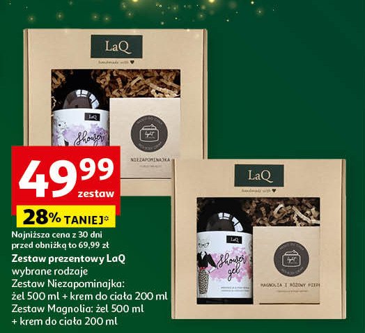 Zestaw magnolia: żel pod prysznic 500 ml + masło do ciała 200 ml LAQ ZESTAW promocja w Auchan