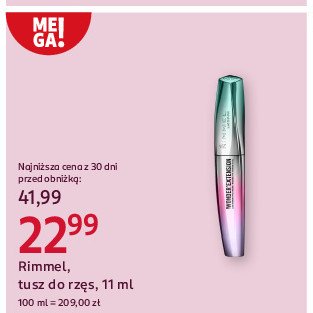 Tusz do rzęs 001 very black RIMMEL WONDER'EXTENSION promocja w Rossmann