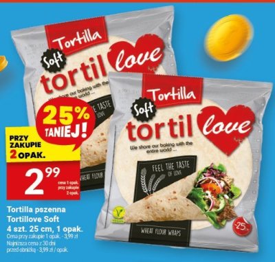 Tortilla pszenna Tortillove Soft 4 szt. 25 cm, 1 opak. promocja w Twój Market