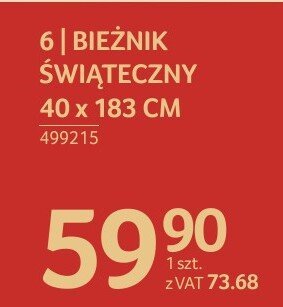 Bieżnik świąteczny 40 x 183 cm promocja w Selgros