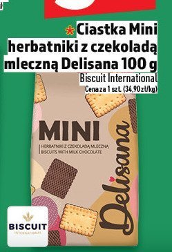Ciastka Mini herbatniki z czekoladą mleczną Delisana 100 g promocja w TOPAZ