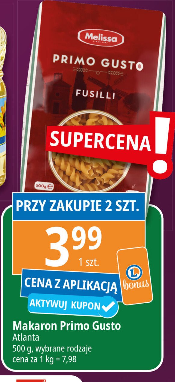 Makaron świderki Melissa primo gusto promocja