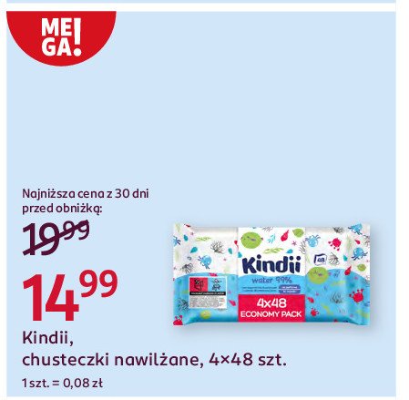 Chusteczki nawilżane water Cleanic kindii promocja w Rossmann