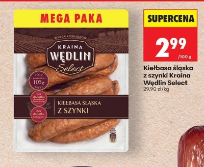 Kiełbasa śląska z szynki Kraina Wedlin Select promocja w Biedronka
