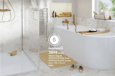 Wanna Oguta biała 170x75 cm promocja w Castorama