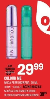 Woda perfumowana COLOUR ME promocja w Drogerie Natura