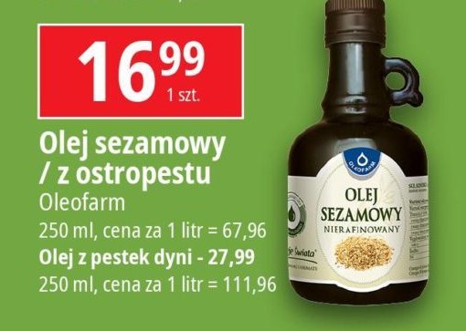 Olej sezamowy Oleofarm promocja