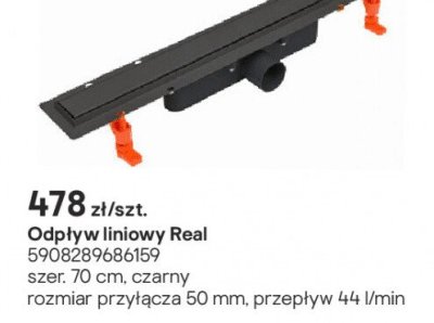 Odpływ liniowy Real czarny 70 cm promocja w Castorama