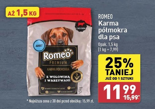 Karma dla psa z wołowiną i warzywami Romeo (karma) promocja