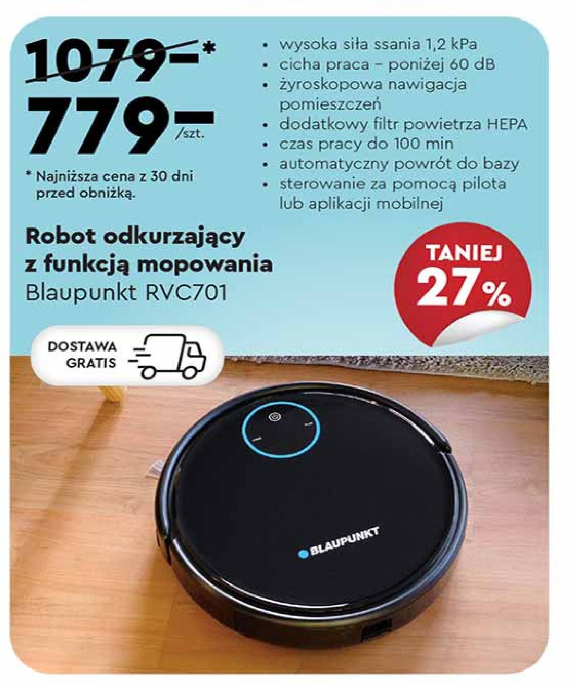 Robot odkurzaj膮cy rvc701 Blaupunkt promocja