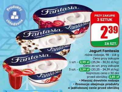 Jogurt Fantasia różne rodzaje promocja w Dino
