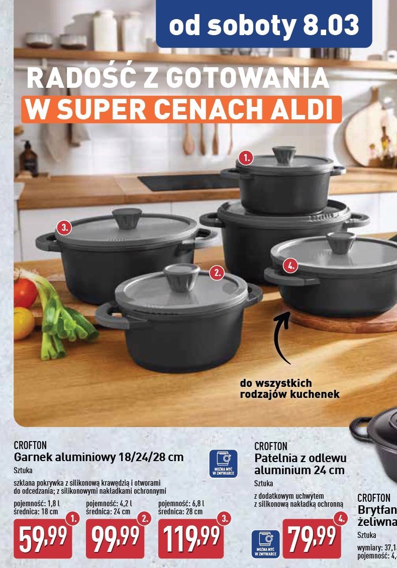 Garnek z odlewu aluminium 18 cm Crofton promocja w Aldi