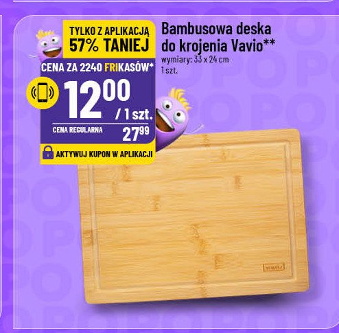 Deska bambusowa 33 x 24 x 1.3 cm Vavio promocja w POLOmarket