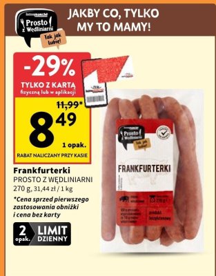 Frankfurterki PROSTO Z WĘDLINIARNI promocja w Intermarche