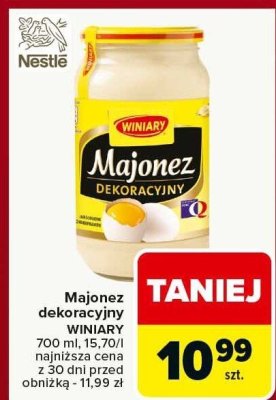 Majonez dekoracyjny WINIARY 700ml promocja w Carrefour