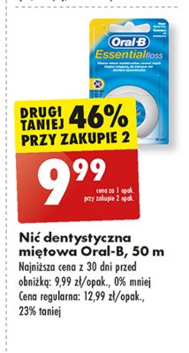 Nić dentystyczna 50 m Oral-b essential floss promocja w Biedronka