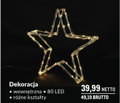 Dekoracja świetlna gwiazda wewnętrzna 80 LED promocja w Makro