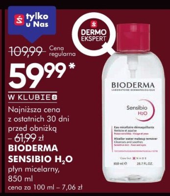Płyn micelarny BIODERMA SENSIBIO H₂O płyn micelarny, 500 ml promocja w Super-Pharm