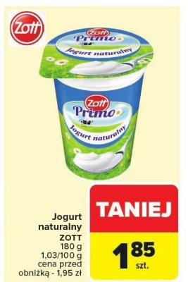 Jogurt naturalny ZOTT PRIMO promocja w Carrefour