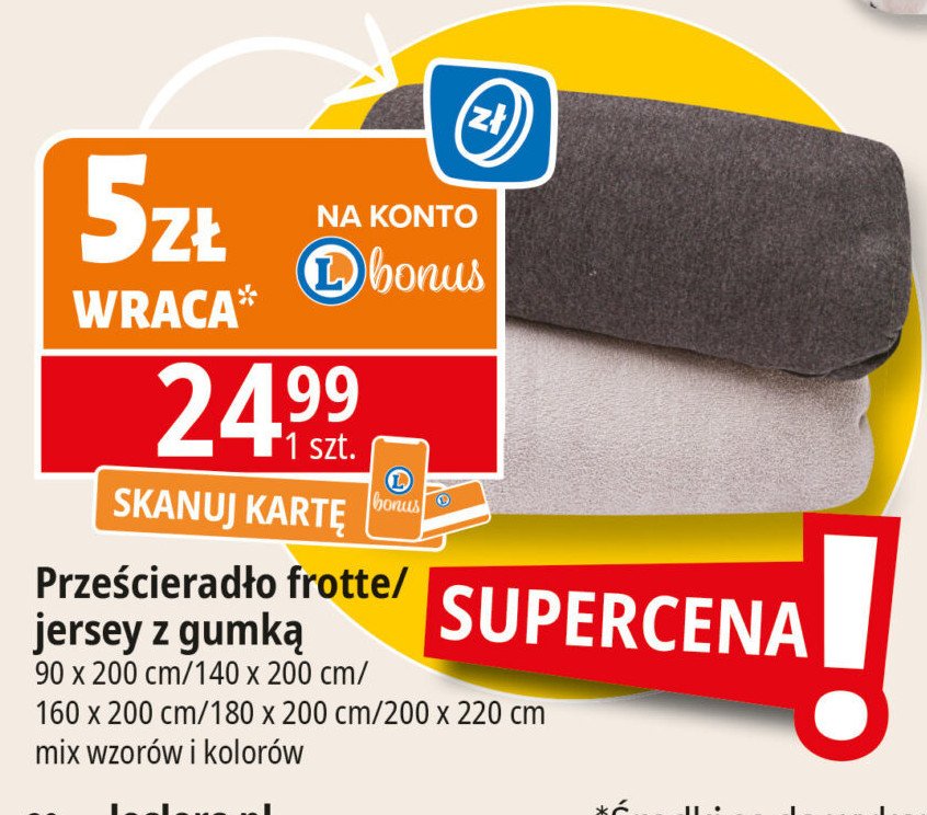 Prześcieradło frotte 90 x 200 cm promocja