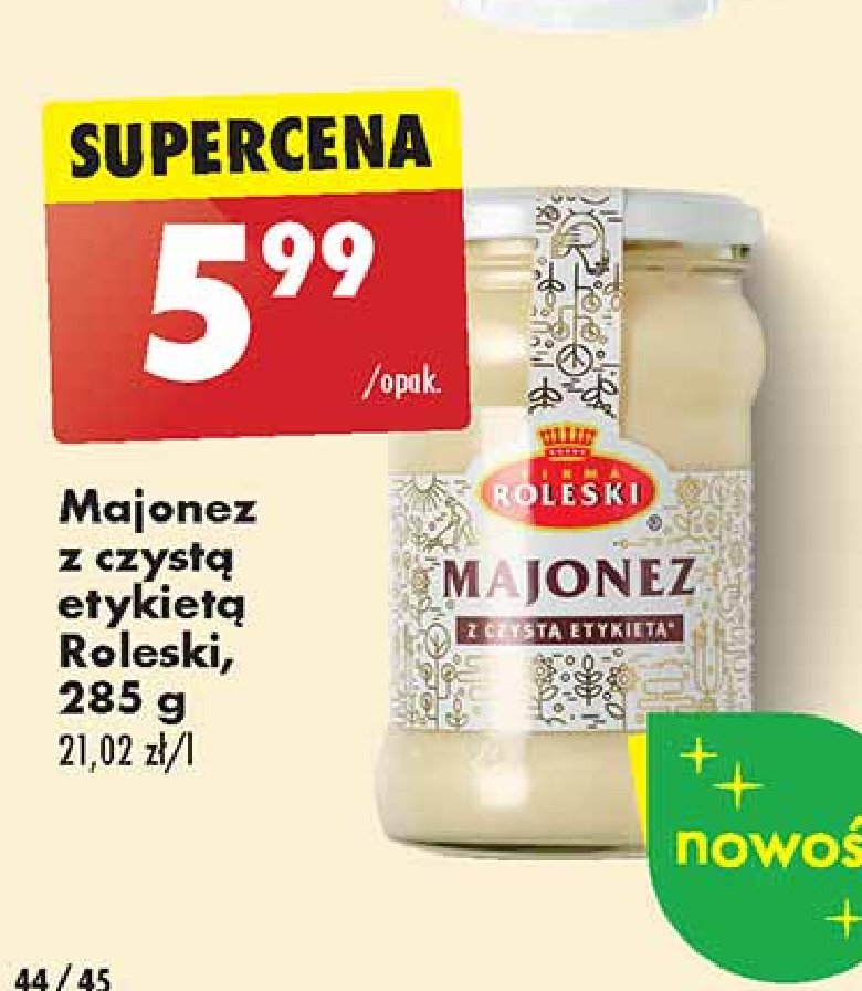 Majonez z czystą etykietą Roleski promocja w Biedronka