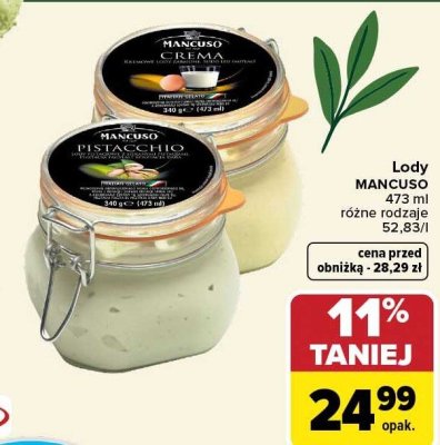 Lody MANCUSO różne rodzaje promocja w Carrefour