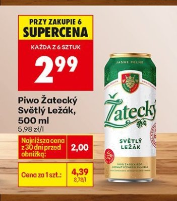 Piwo Żatecký Světlý Ležák, 500 ml promocja w Biedronka