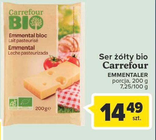 Ser emmental plastry Carrefour bio promocja