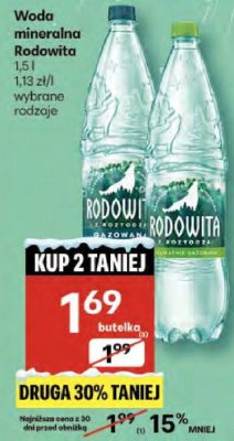 Woda mineralna Rodowita promocja w Delikatesy Centrum