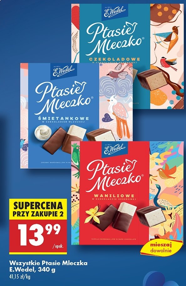 Czekoladki waniliowe E. wedel ptasie mleczko promocja w Biedronka