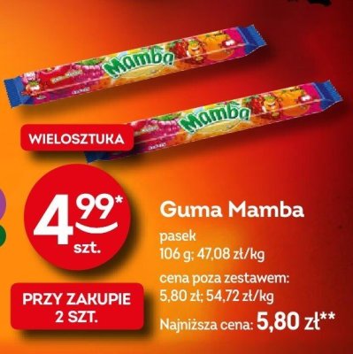 Guma Mamba pasek promocja w Żabka