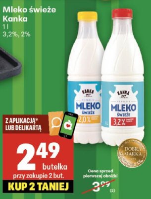 Mleko świeże Kanka 3,2%, 2% promocja w Delikatesy Centrum