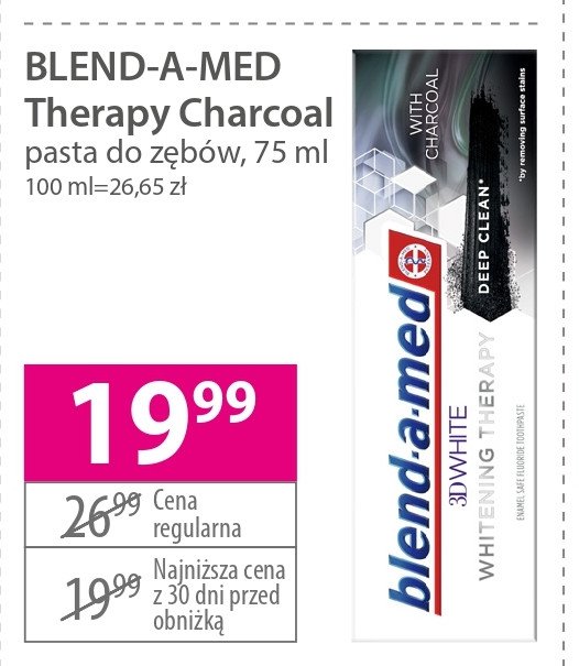 Pasta do zębów deep clean Blend-a-med 3d white whitening therapy promocja
