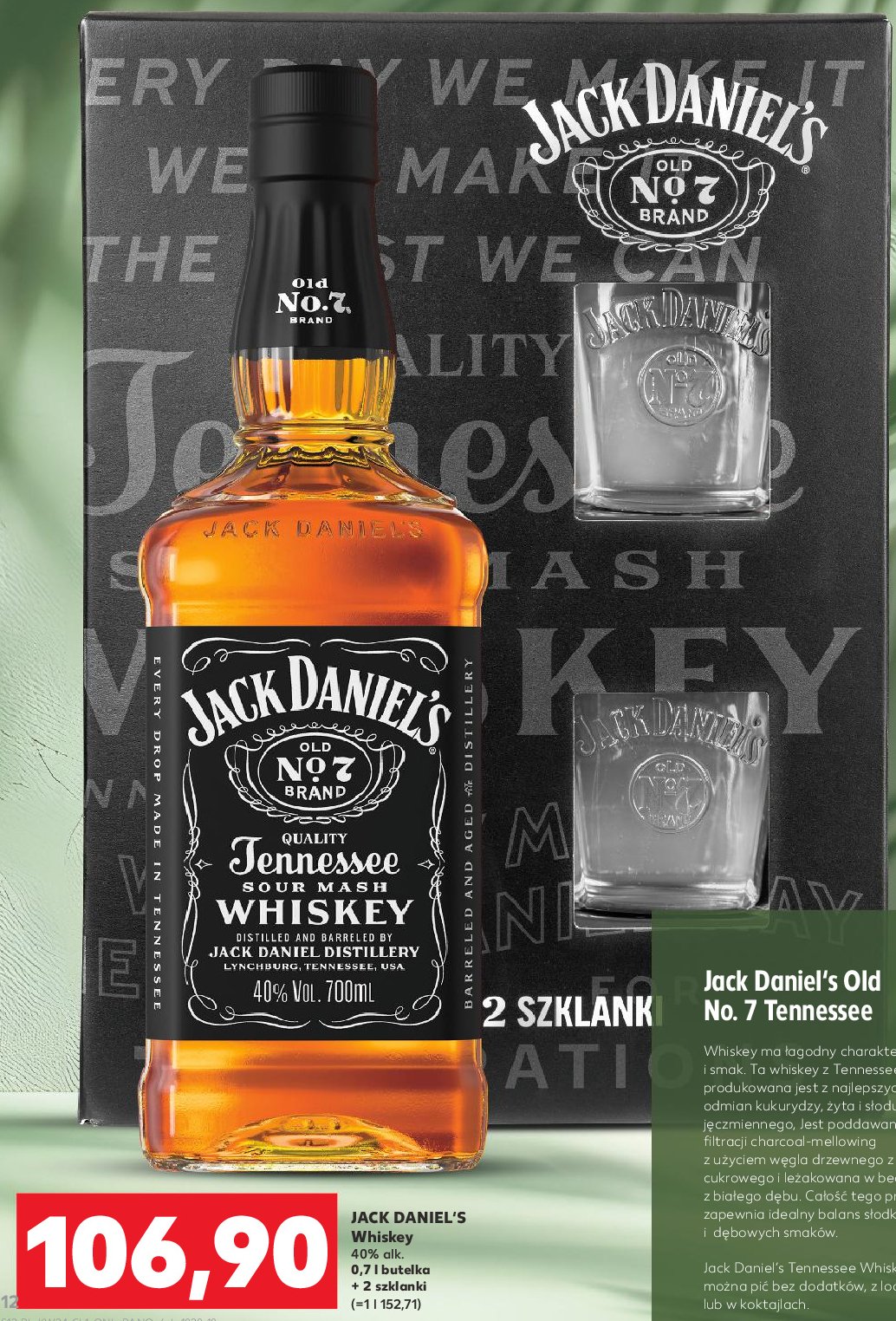 Whiskey + 2 szklanki Jack daniel's old no. 7 promocja w Kaufland