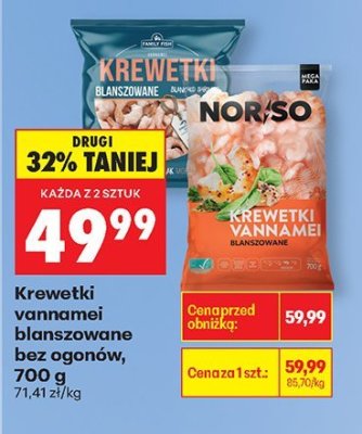 Krewetki vannamei blanszowane bez ogonów promocja w Biedronka