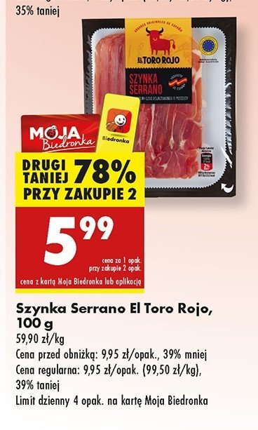 Szynka serrano El toro rojo promocja w Biedronka