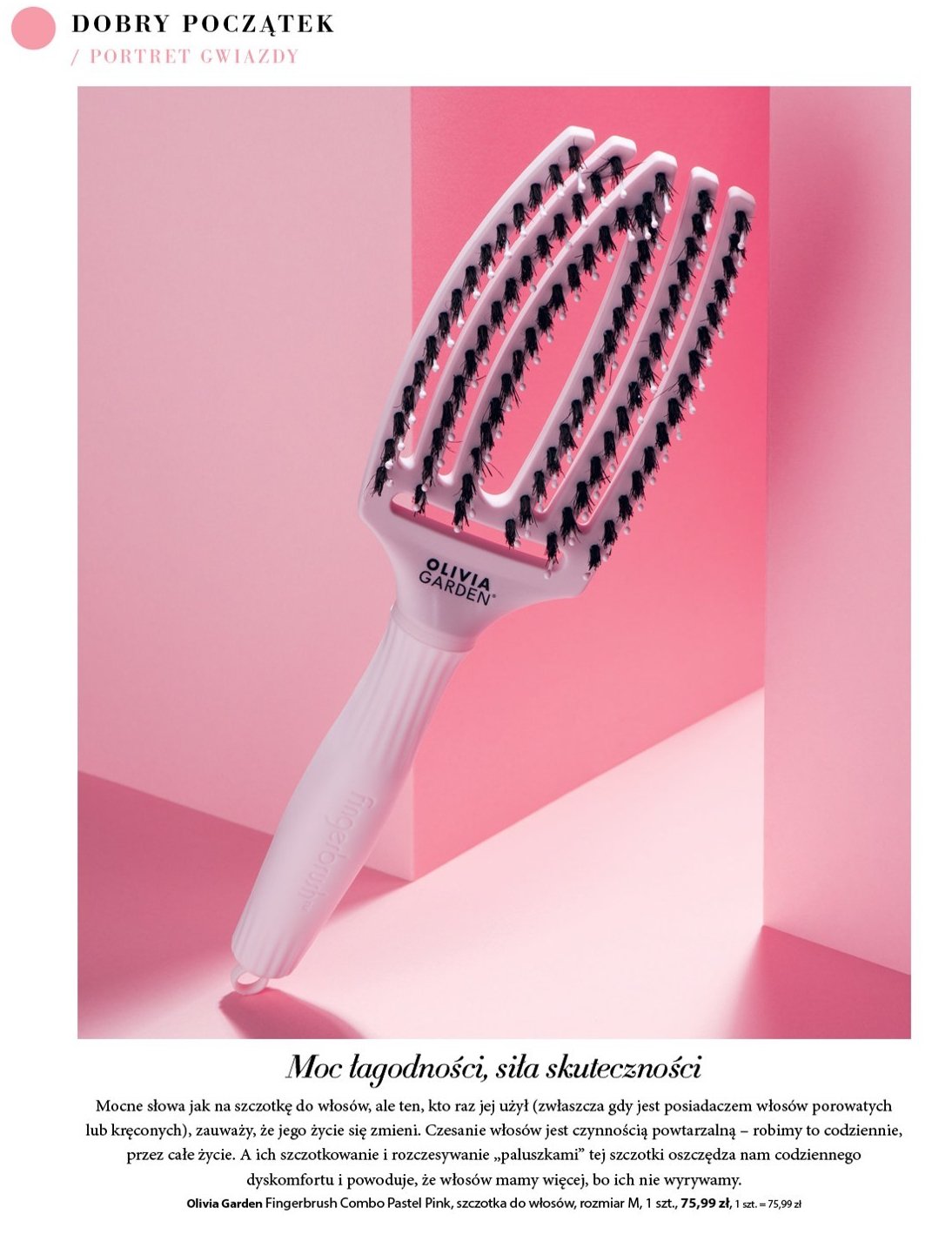 Szczotka do włosów finger brush combo medium pastel pink OLIVIA GARDEN promocja w Hebe