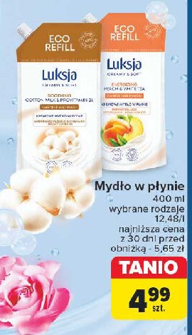 Mydło peach & white tea Luksja creamy & soft promocja