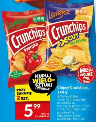 Chipsy Crunchips różne rodzaje, 140 g promocja w Twój Market