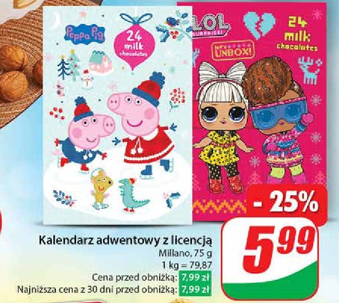 Kalendarz adwentowy świnka peppa Milano zone promocja w Dino