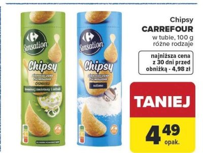 Chipsy CARREFOUR w tubie różne rodzaje promocja w Carrefour