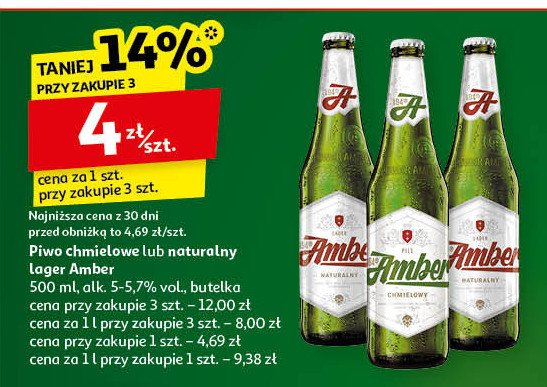 Piwo Amber chmielowy promocja w Auchan