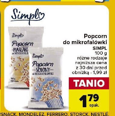 Popcorn maślany Simpl promocja w Carrefour Market