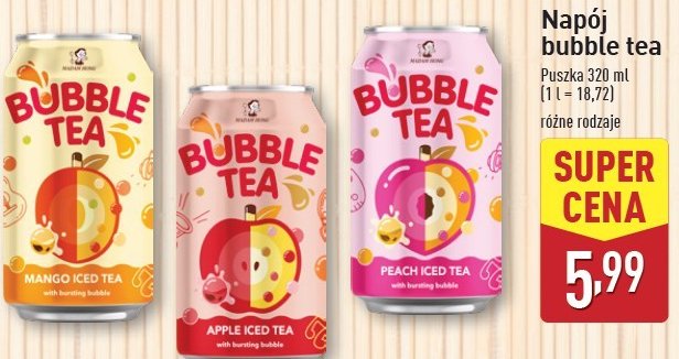 Napój mango iced tea Madam hong bubble tea promocja w Aldi