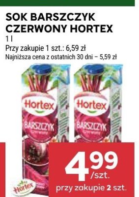 Sok barszczyk czerwony Hortex promocja w Stokrotka
