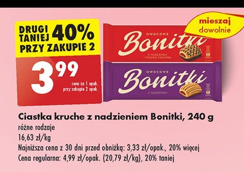 Ciasteczka kruche z nadzieniem owocowym i polewą kakaową Bonitki promocja