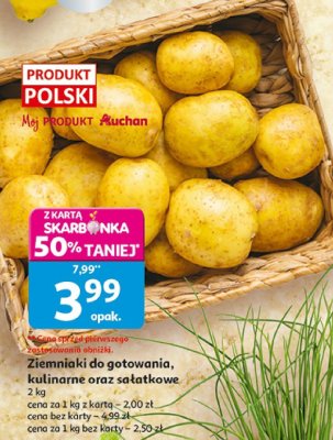 Ziemniaki do gotowania, kulinarne oraz sałatkowe 2 kg promocja w Auchan