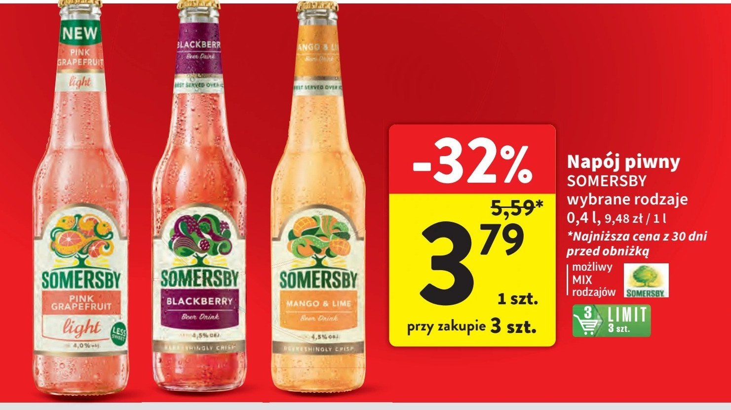 Piwo Somersby pink grapefruit promocja w Intermarche